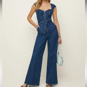 Reformation Calypso Wide Leg Denim Jumpsuit NWT
